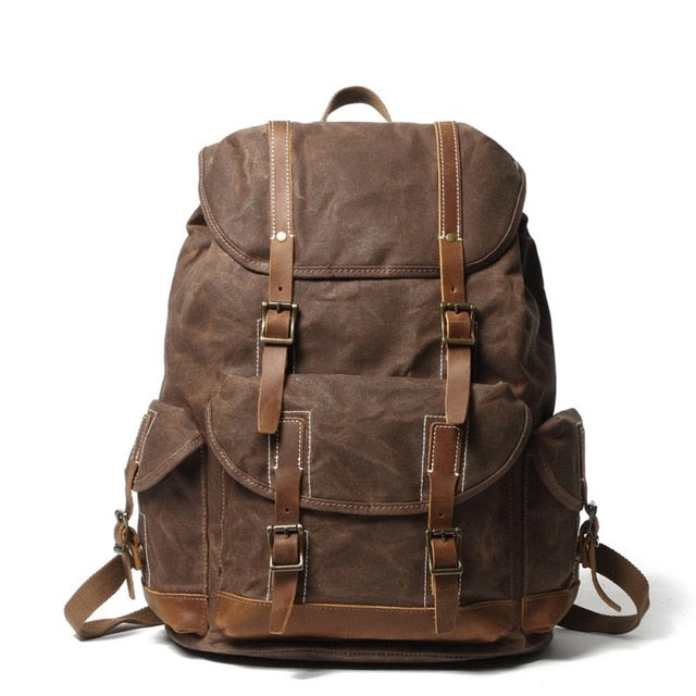 Vintage Canvas Leather Waterproof Backpack