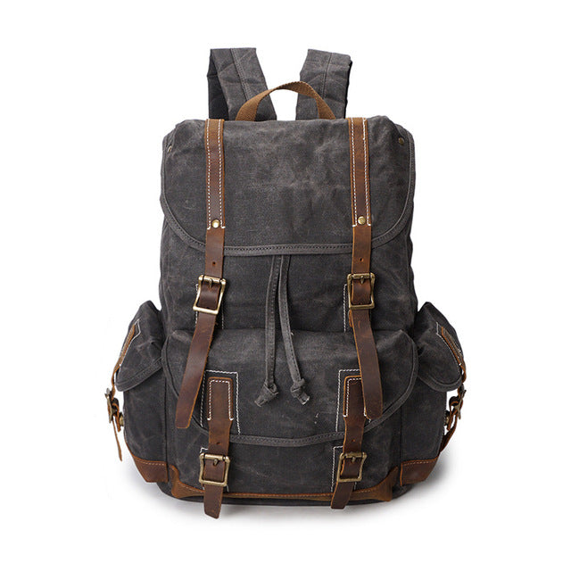 Vintage Canvas Leather Waterproof Backpack