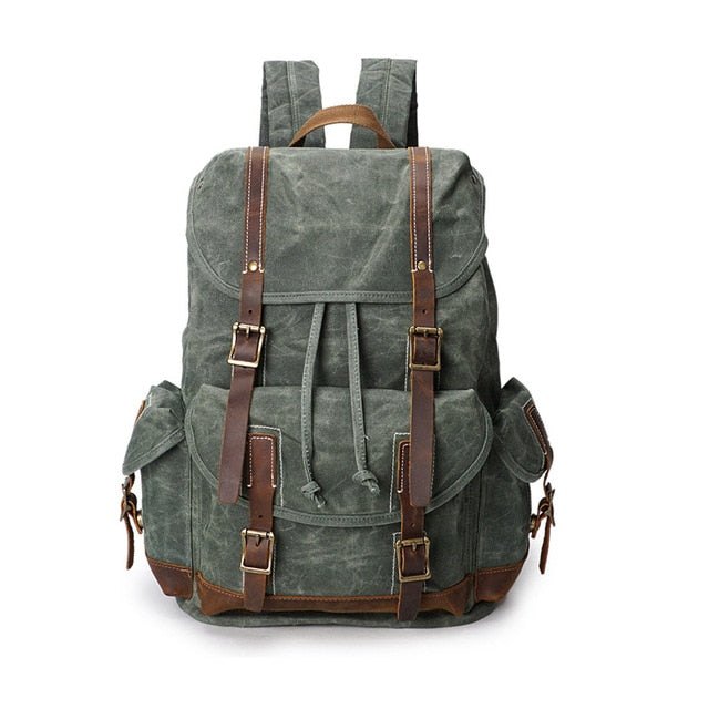 Vintage Canvas Leather Waterproof Backpack