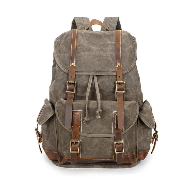 Vintage Canvas Leather Waterproof Backpack