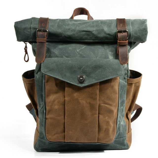 Vintage Oil Waxed Canvas Leather Backpack