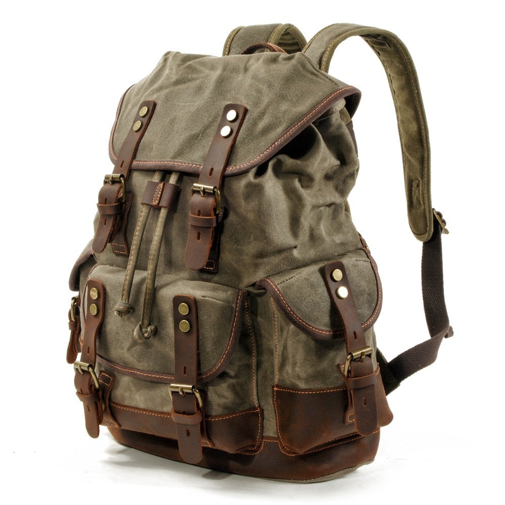 Vintage Canvas Leather Waterproof Backpack