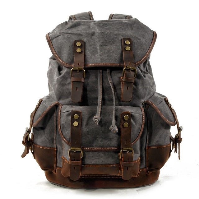 Vintage Canvas Leather Waterproof Backpack