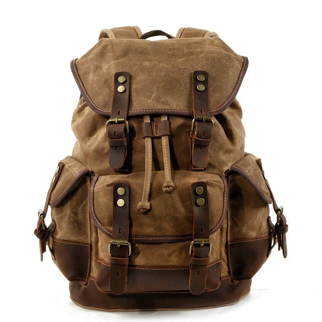 Vintage Canvas Leather Waterproof Backpack